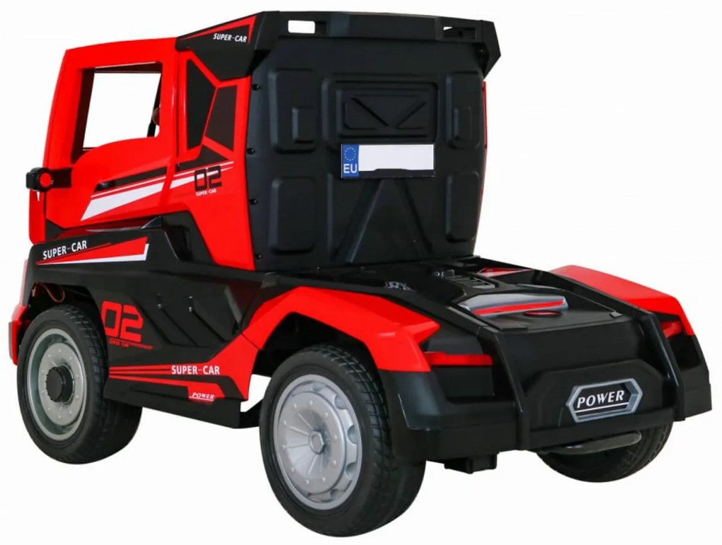 Camion Electric cu acumulator pentru copii NOVOKIDS™ Super Trailer , Roti din Cauciuc EVA, Max 30 kg , Usi cu deschidere , Baterie12V, 2 Viteze,