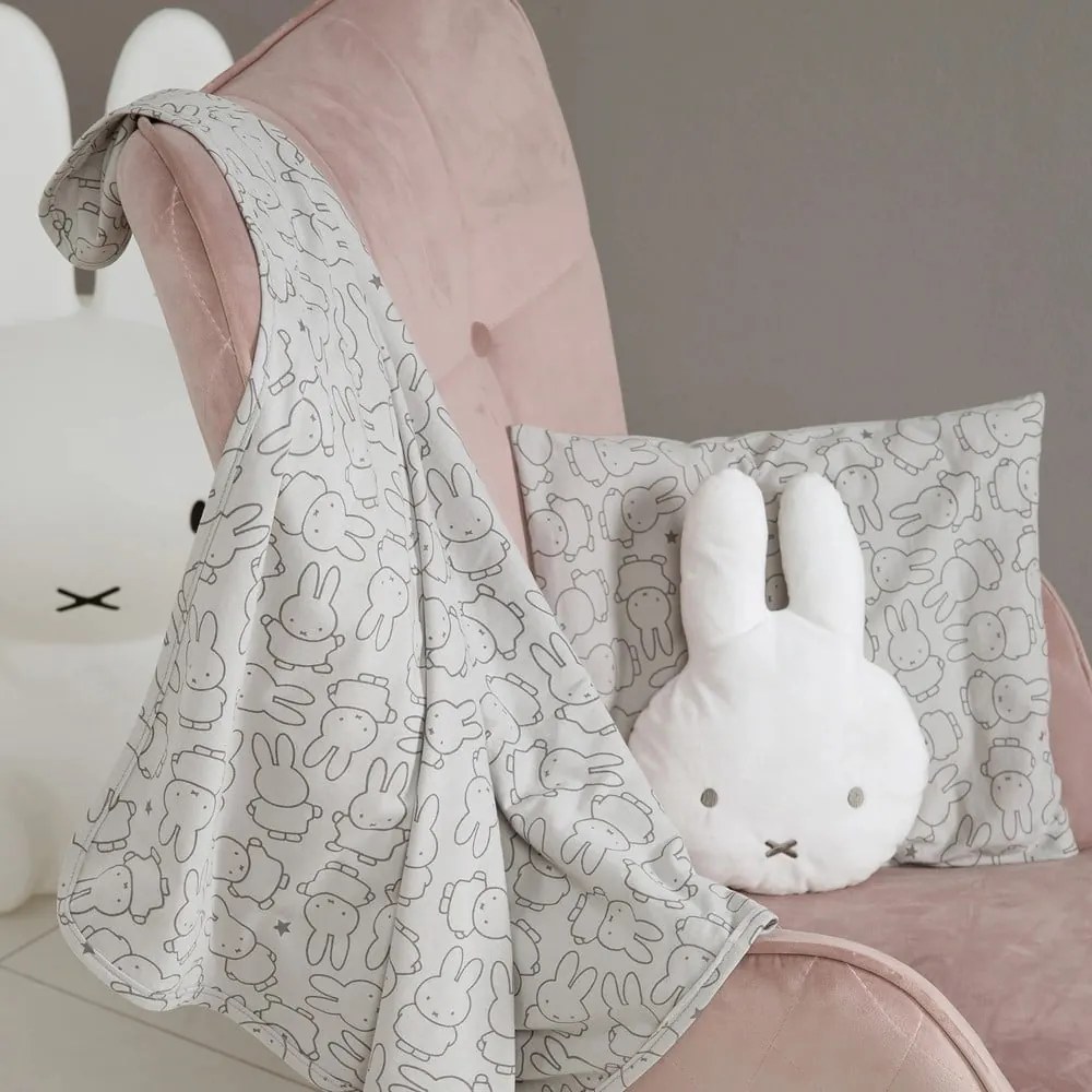 Pătură pentru copii gri din bumbac 80x80 cm Miffy – Roba