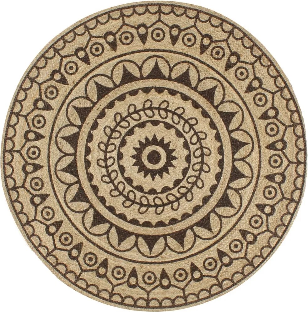 vidaXL Covor manual cu imprimeu maro închis, 90 cm, iută