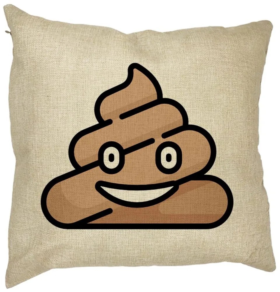 Perna Decorativa Patrata Poo Emoji, 40x40 cm, Husa Detasabila, Burduf