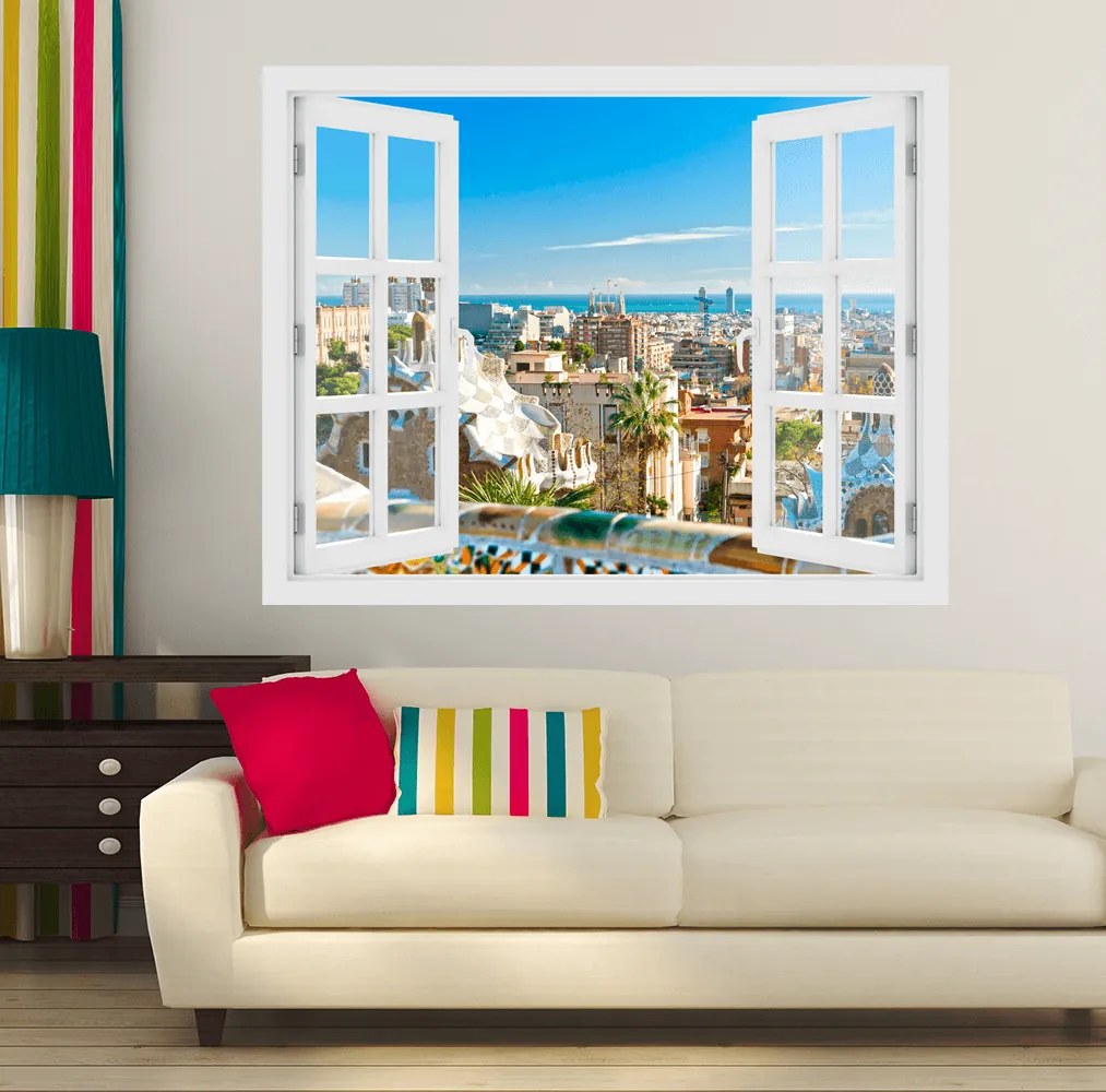 Fereastra cu efect 3D - Parcul Guell din Barcelona - 119x93 cm