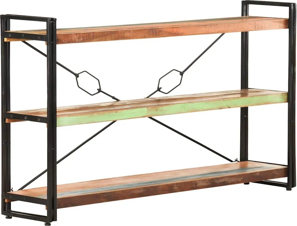 vidaXL Bibliotecă cu 3 rafturi, 140x30x80 cm, lemn masiv reciclat