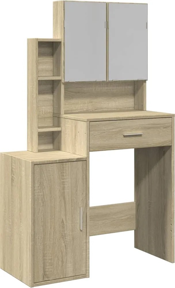 vidaXL Masă de toaletă cu dulap, stejar sonoma, 80x35x132 cm