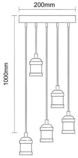 Cablu de alimentare 5xE27/60W/230V bronz