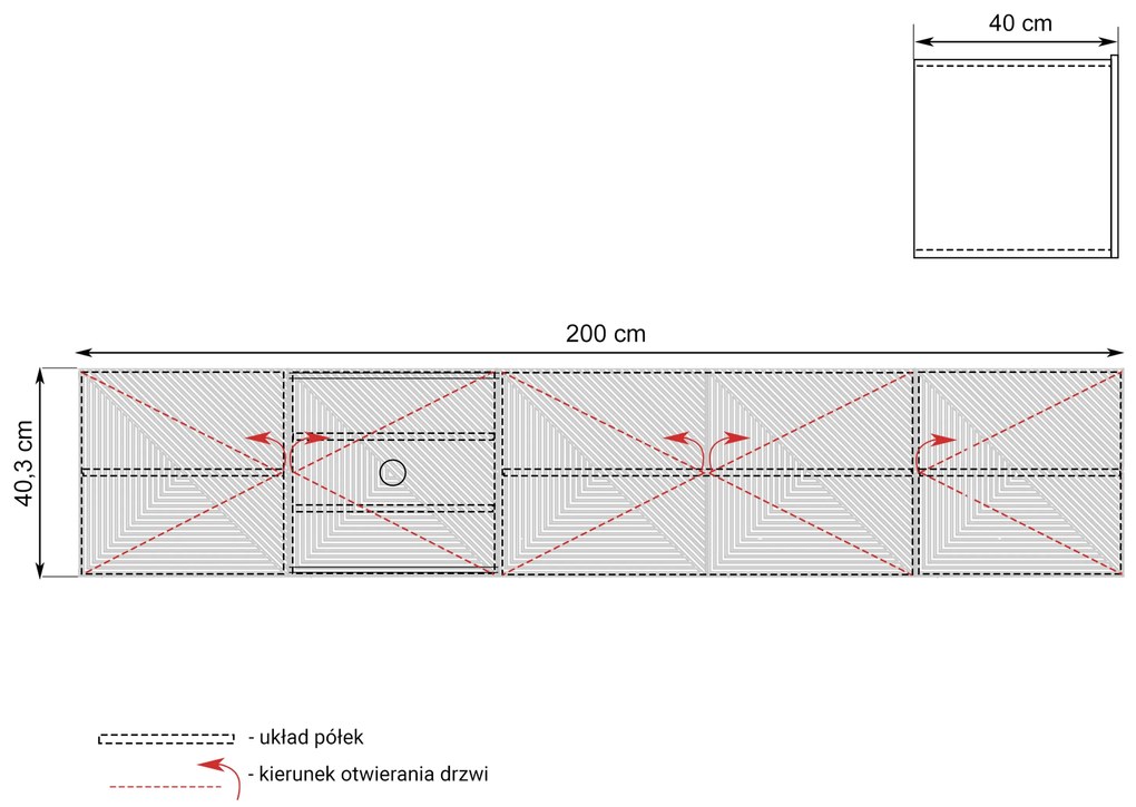 Comodă TV Asha suspendat 200 cm - artizanal / rivier stone mat