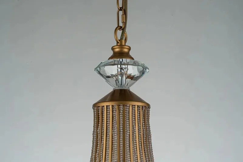 Candelabru din metal, auriu, în stil Empire, cu cristale din sticlă și 8 becuri, 105 x 58 cm, „Colosseo”