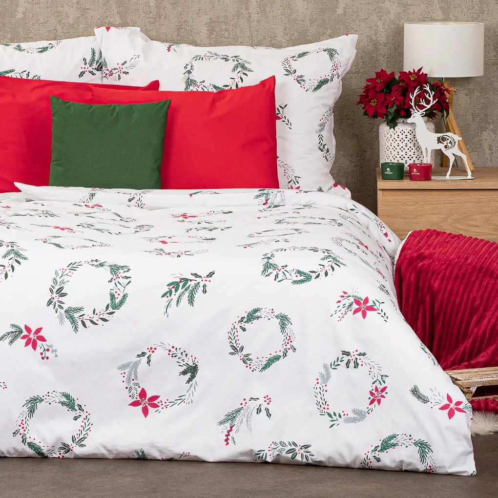 Lenjerie de pat din bumbac 4Home Christmas Holly, 140 x 220 cm, 70 x 90 cm