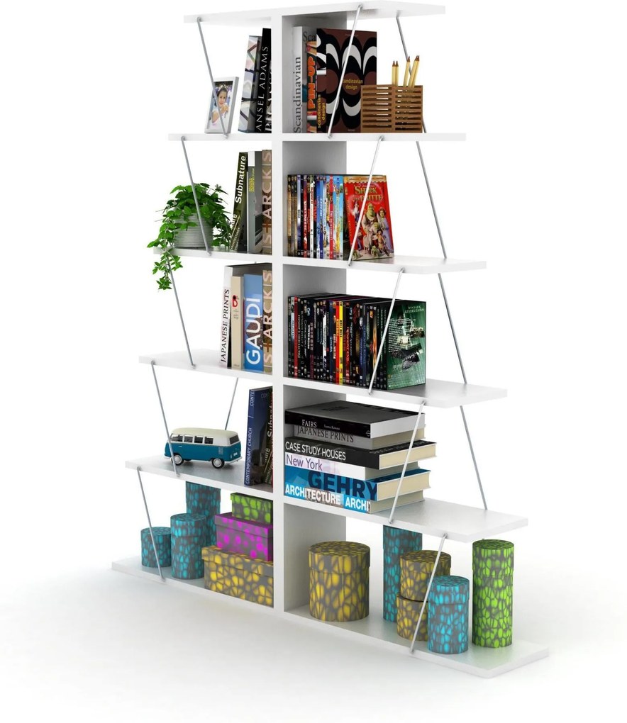 Biblioteca - Tars Mini Alb/Crom