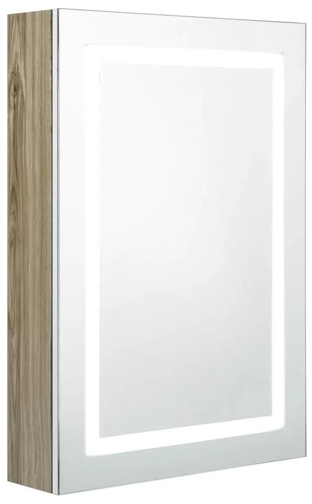 326493 vidaXL Dulap de baie cu oglindă și LED, alb și stejar, 50x13x70 cm