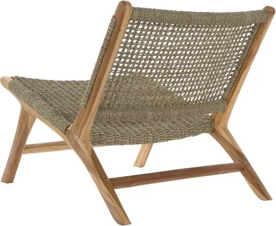 Fotoliu maro in lemn de tec si rattan