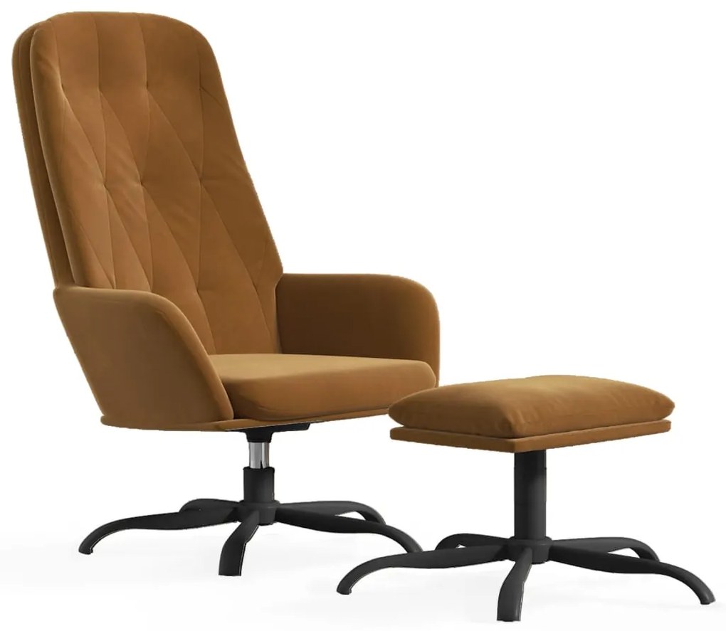 3097638 vidaXL Scaun de relaxare cu taburet, maro, catifea