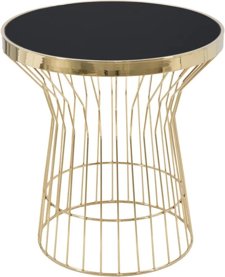 Masă rotundă de cafea Mauro Ferretti Glam, înălțime 63 cm, negru - auriu