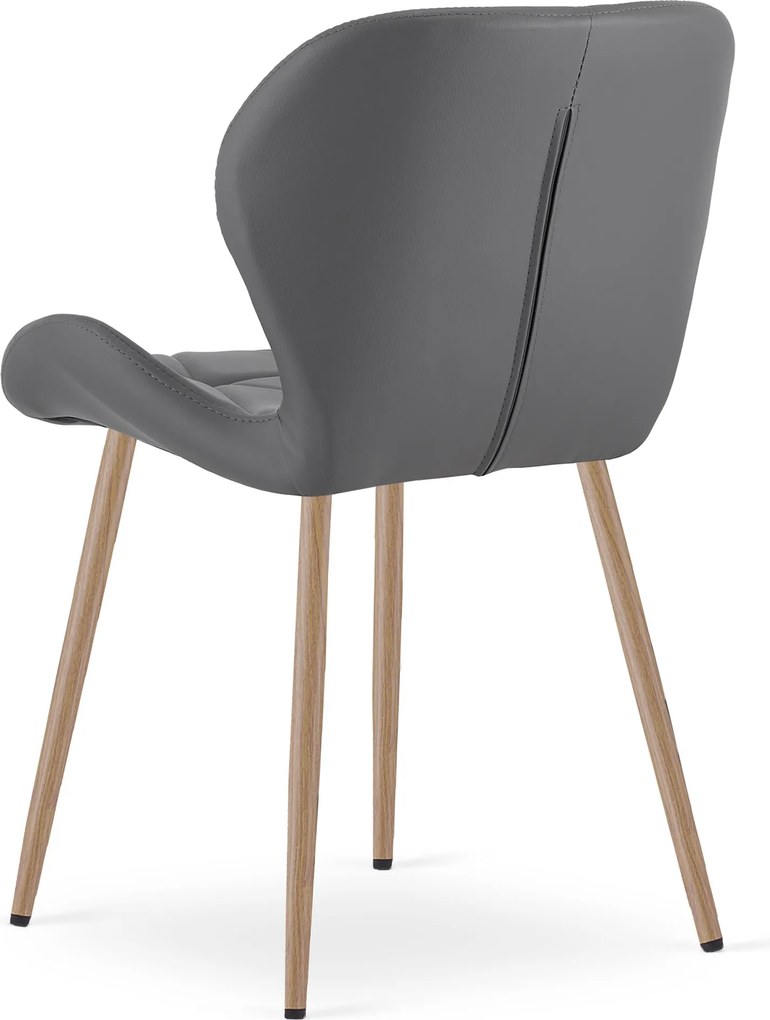 Scaun de dining MANGO din piele ecologica, gri