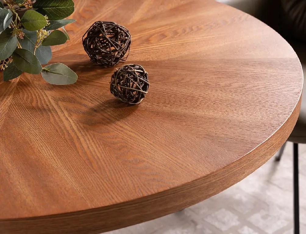Masa rotunda de dining AMADEO 100x100 cm, decor nuc