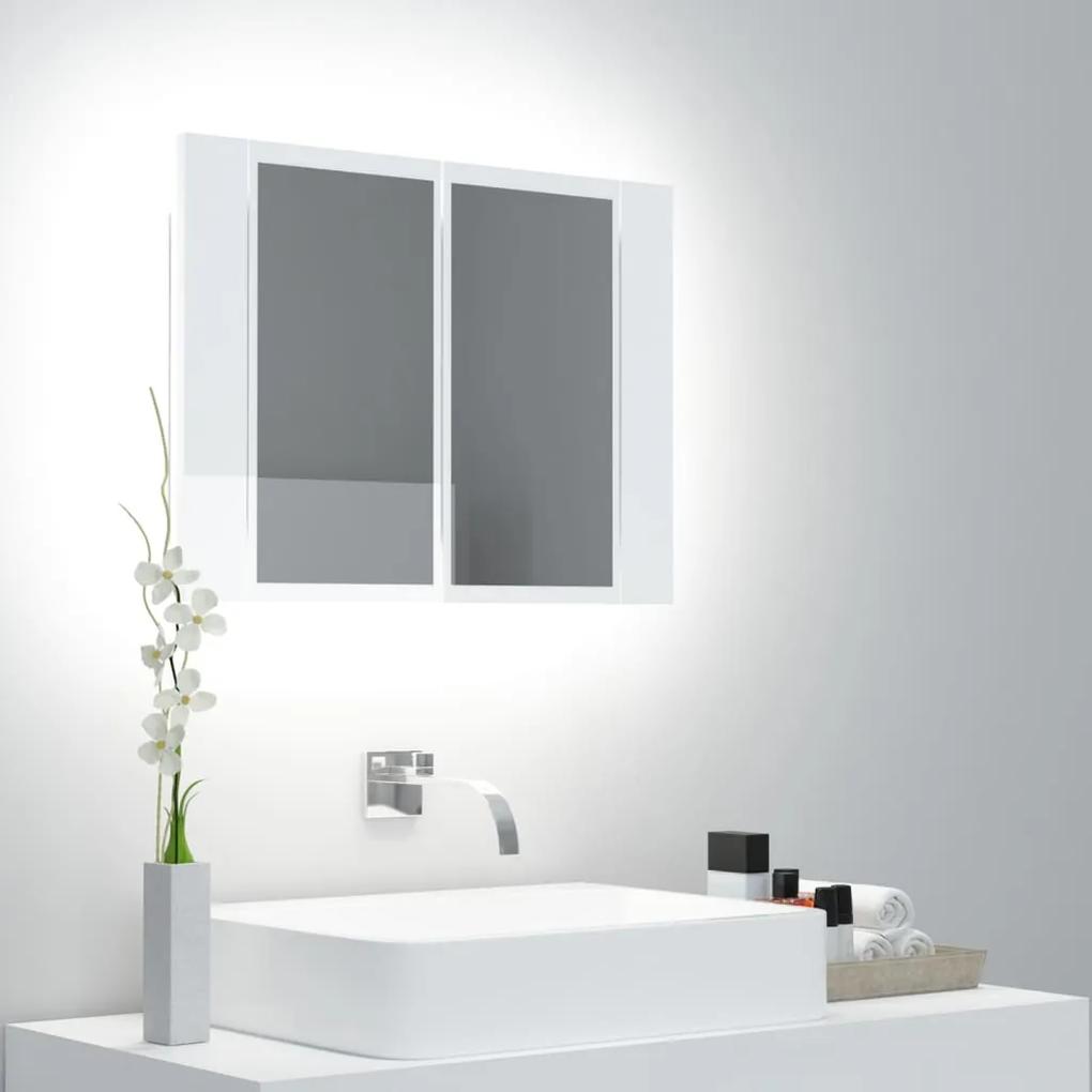 804961 vidaXL 804961  Dulap baie cu oglindă LED alb lucios 60x12x45 cm acril