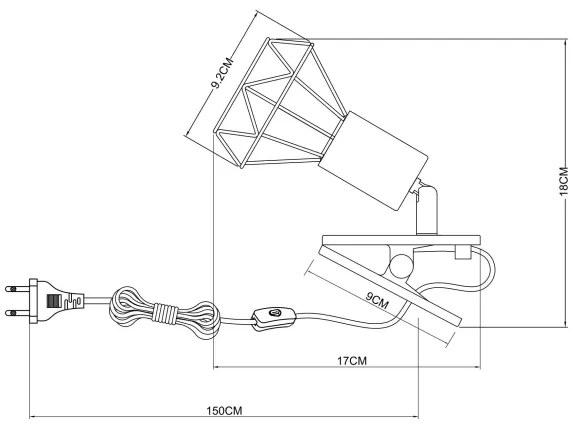 Lampă de perete cu clemă XARA I 1xE14/40W/230V negru Globo 54802SK