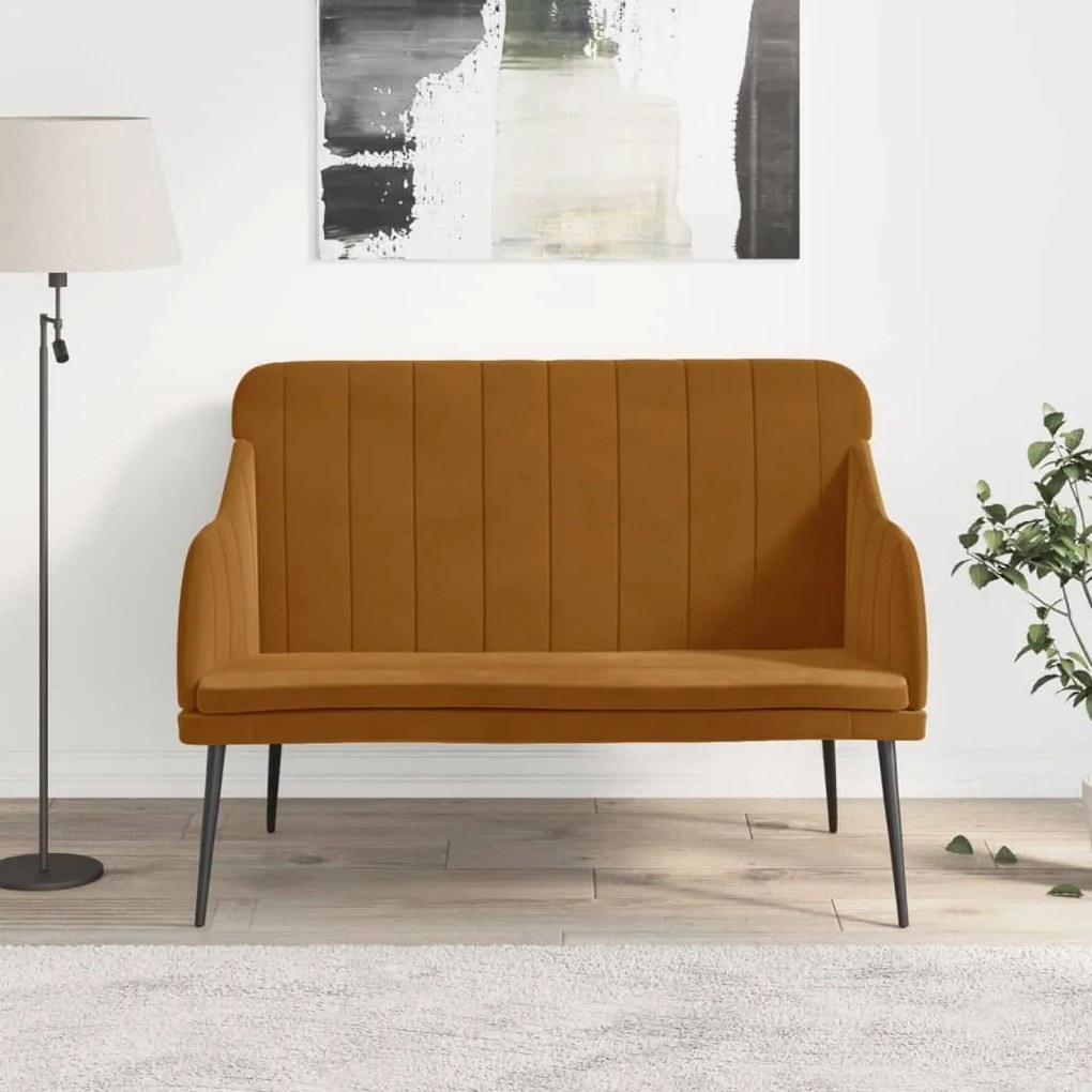 351471 vidaXL Bancă, maro, 110x76x80 cm, catifea