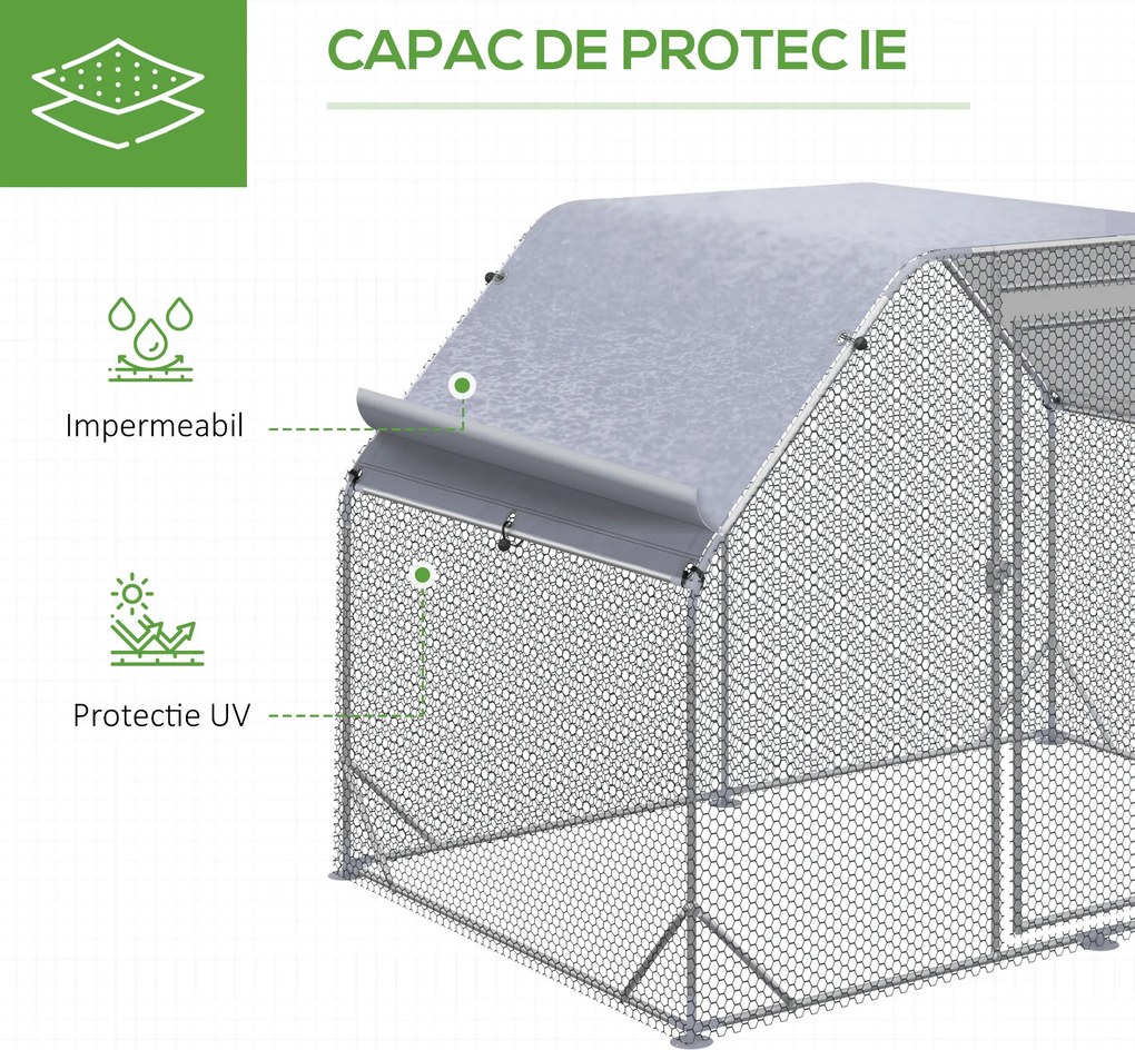 PawHut Coș pentru Găini cu Acoperiș, Coteț pentru 4-6 Găini, Casă în Aer Liber, 280x190x195 cm | Aosom Romania