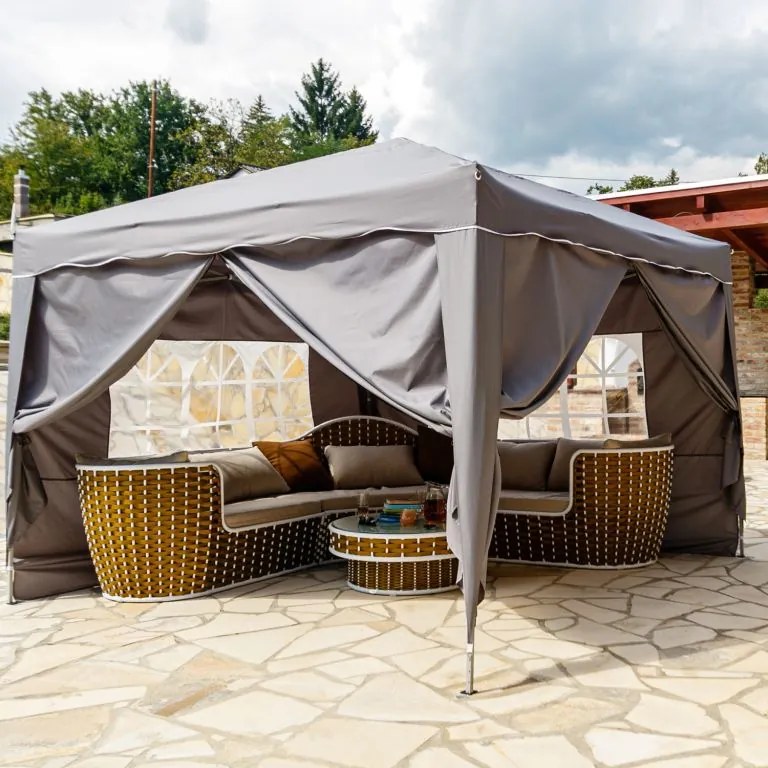 Cort de grădină INSTENT - 3x3 m, antracit + 4 laturi