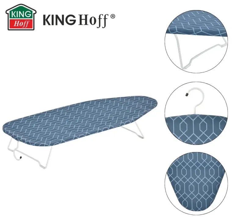 Scândură de călcat Kinghoff KH 1936, 76x30.5 cm, pliabilă, cârlig pentru agățat, albastru