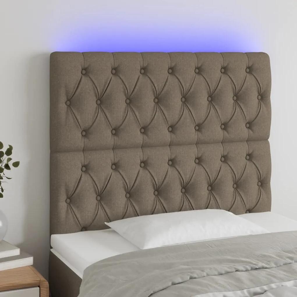 3122754 vidaXL Tăblie de pat cu LED, gri taupe, 100x7x118/128 cm, textil