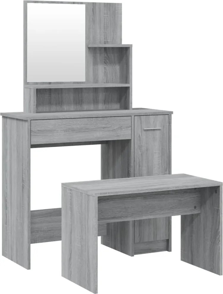 vidaXL Set măsuță de toaletă, gri sonoma, 86,5x35x136 cm