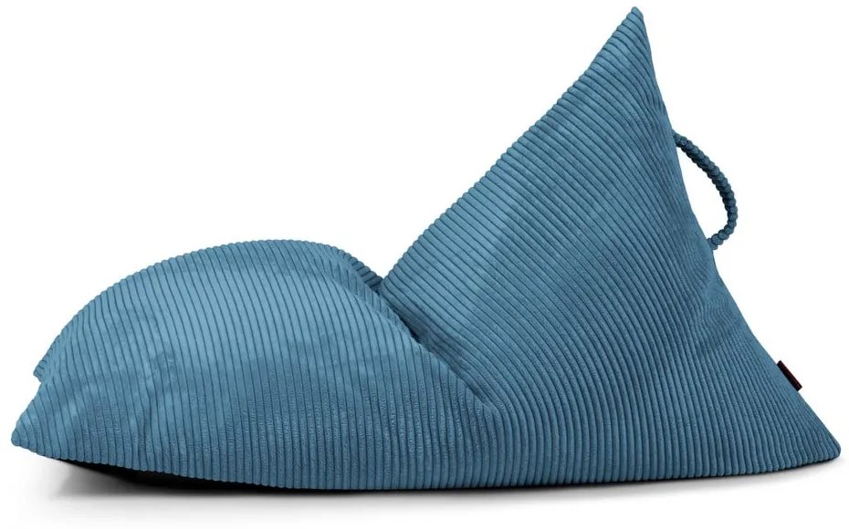 Fotoliu puf pentru copii albastru cu tapițerie din catifea reiată Razzy – SLOWDOWN