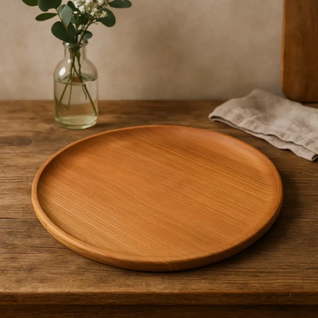 Tava din lemn rotunda Φ 40 cm ,   ideala pentru pizza si aperitive