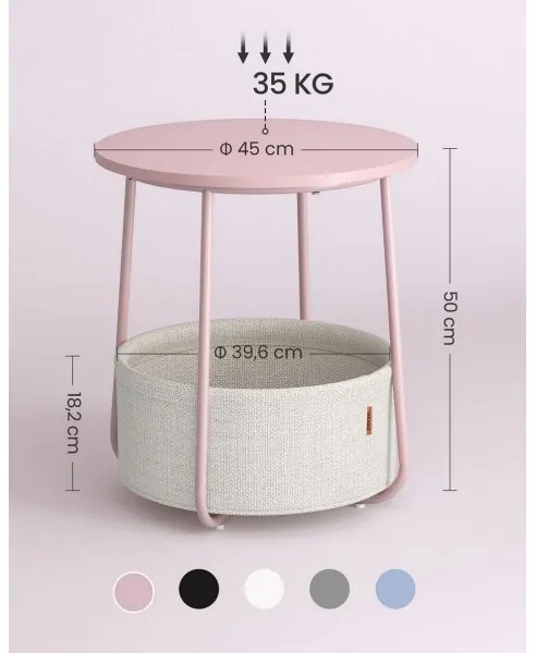 Măsuță laterală NOIRA roz/albă