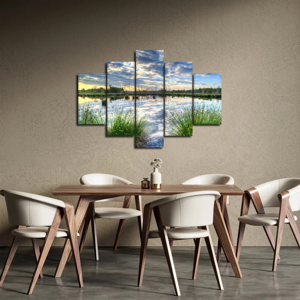 Tablou cu lac și trestie (150x105 cm)