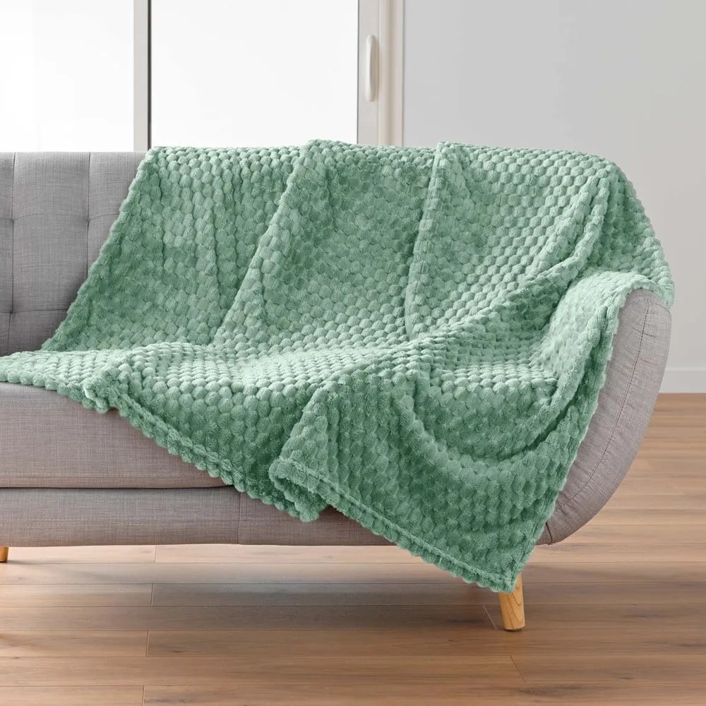 Pătură verde-deschis din microflanel 125x150 cm Mini Frosty – douceur d'intérieur