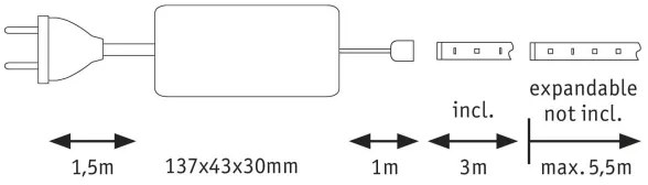 Bandă dimabilă pentru baie Paulmann 70665 LED/18W IP44 MAXLED 3 m 6500K 230V