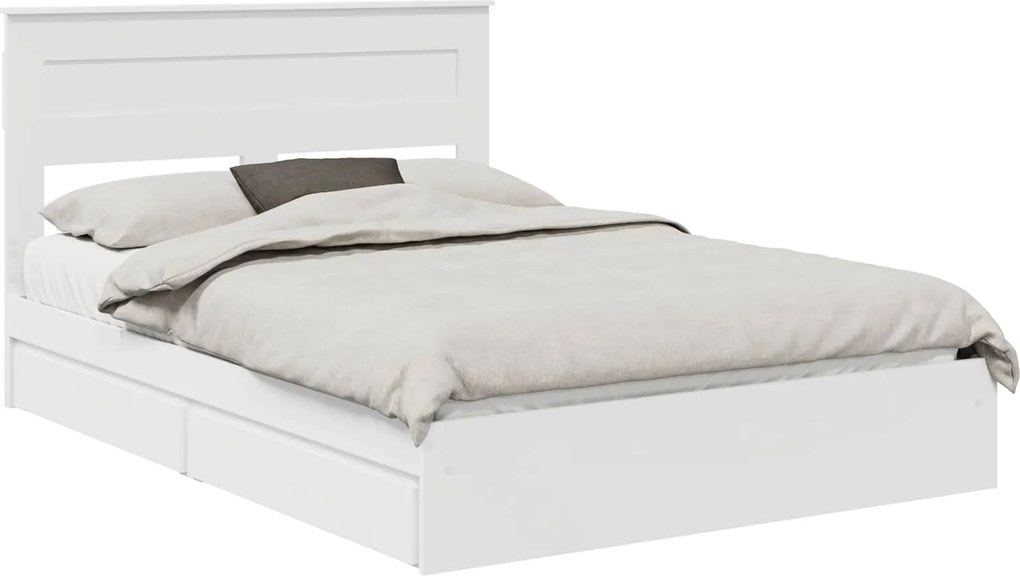 vidaXL Pat cu storage cu headboard Alb 160 x 200 cm Lemn compozit