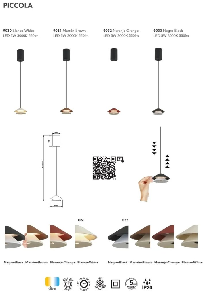 Pendul LED stil minimalist PICCOLA alb MA-9030
