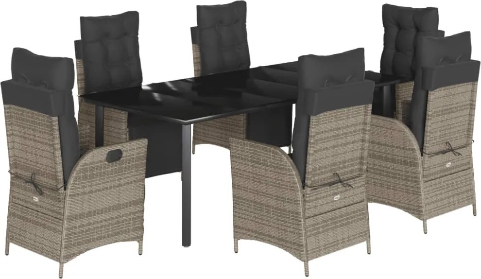 vidaXL Set mobilier de grădină cu perne, 7 piese, gri, poliratan