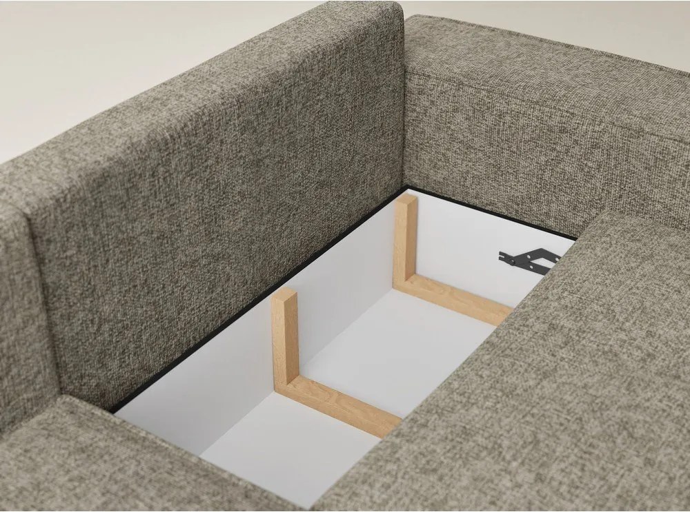 Colțar maro extensibil/cu spațiu de depozitare cu tapițerie din chenille (cu colț pe partea stângă/în formă de ”L”) Tonga – Maison de Rêve