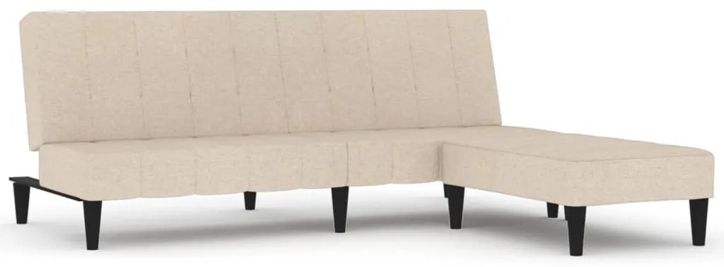 3121287 vidaXL Canapea extensibilă cu 2 locuri cu taburet, crem, microfibră