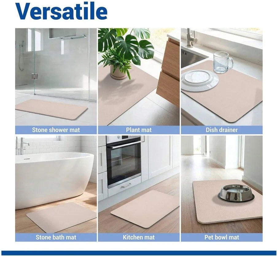 Covoraș de baie bej din diatomit 39x60 cm Simi – Wenko