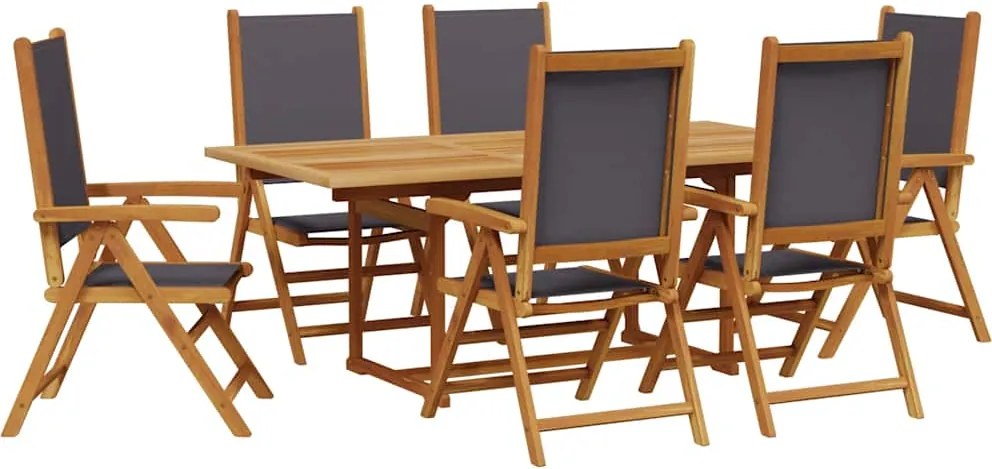 vidaXL Set mobilier de grădină 7 piese textil antracit/lemn masiv