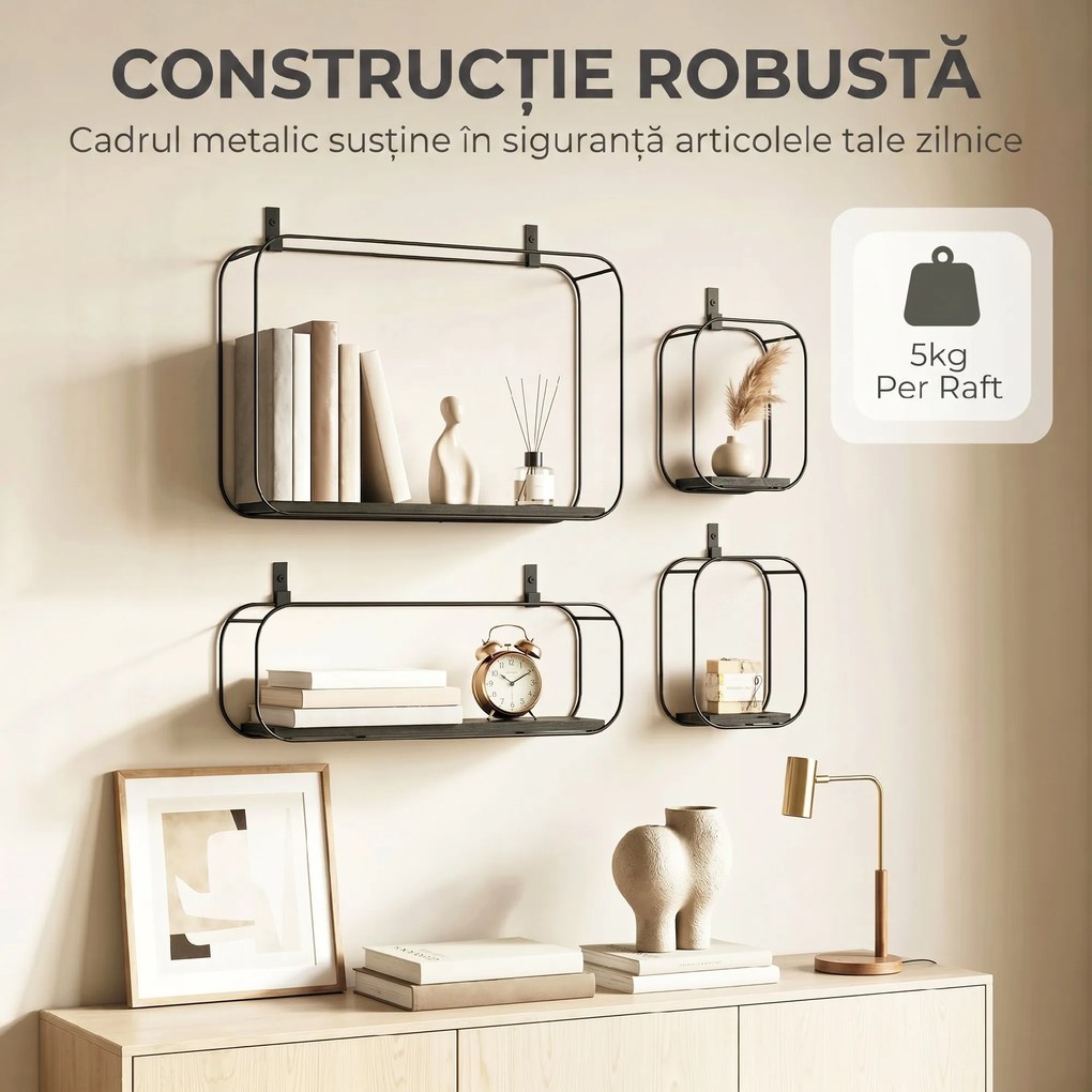 HOMCOM rafturi suspendate perete, rafturi decorative moderne | Aosom Romania
