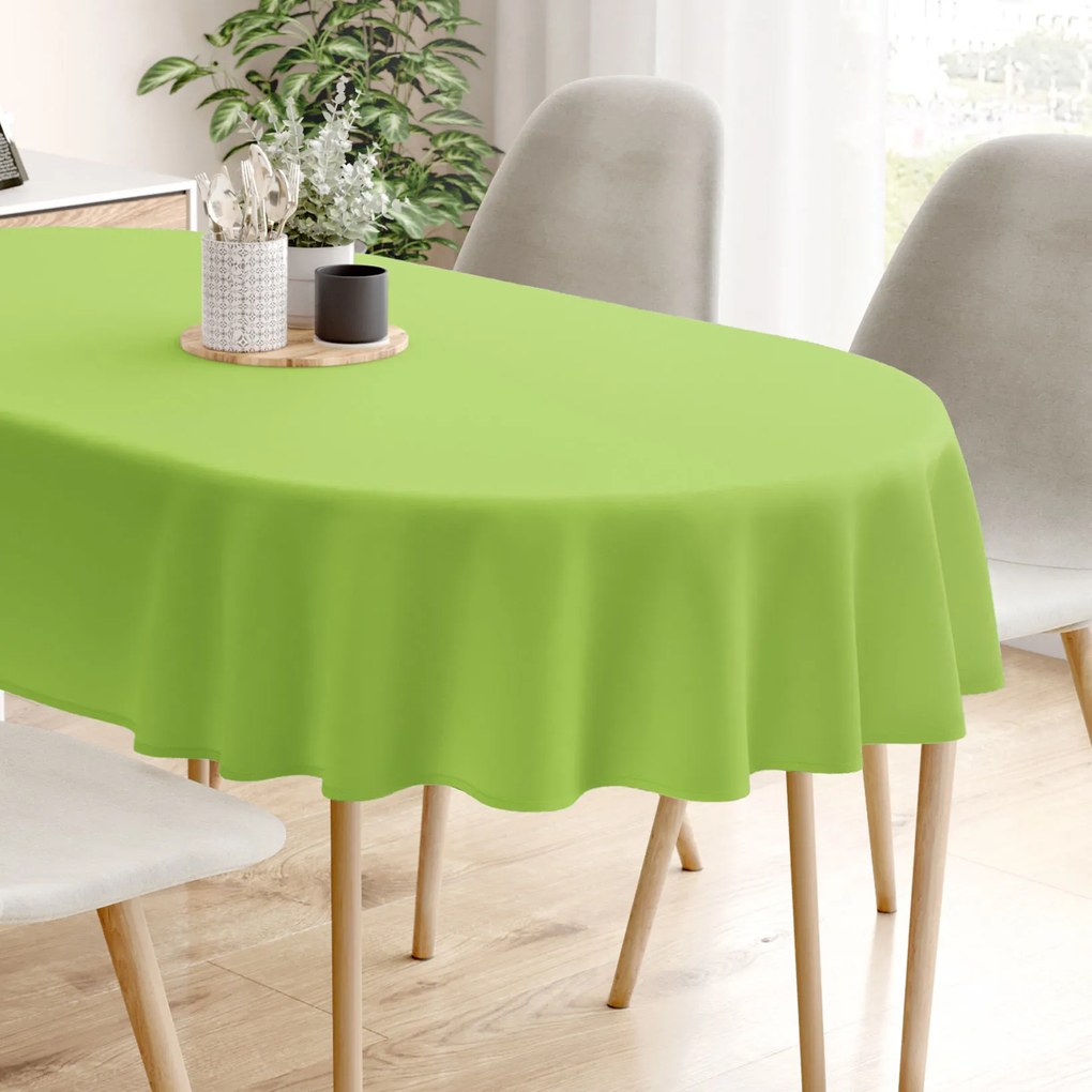 Goldea față de masă 100% bumbac verde - ovală 80 x 140 cm