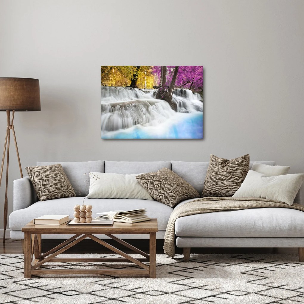 Tablou cu Erawan cascadă în pădure (70x50 cm)