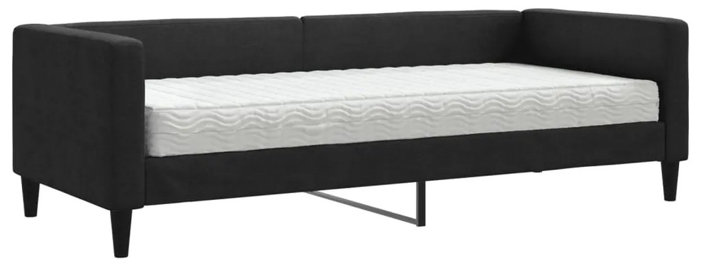 3196557 vidaXL Pat de zi cu saltea, negru, 80x200 cm, textil