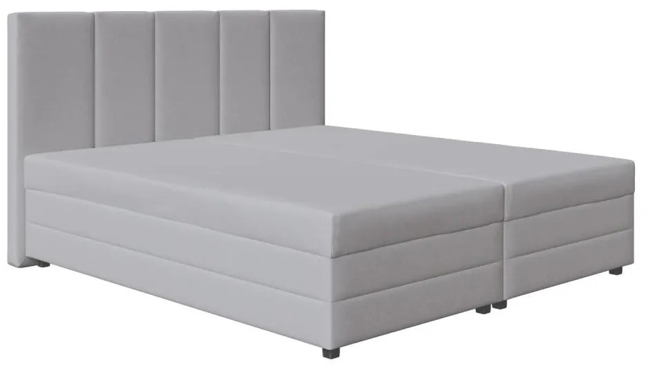 Pat tapițat ISABEL 160x200 cu saltea cu arcuri și spațiu de depozitare, gri deschis