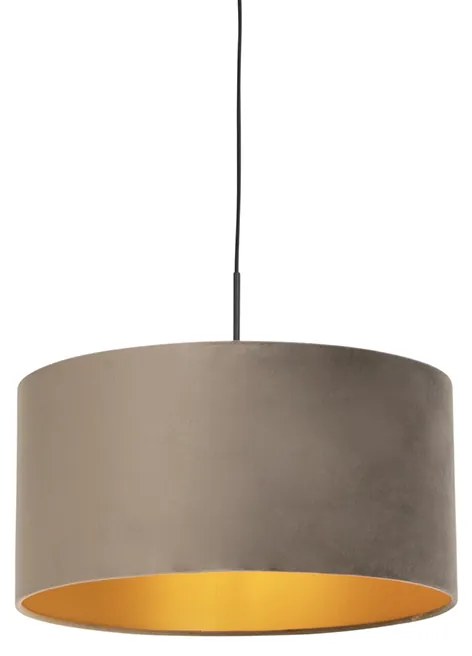 Lampă suspendată cu abajur din catifea taupe cu auriu 50 cm - Combi