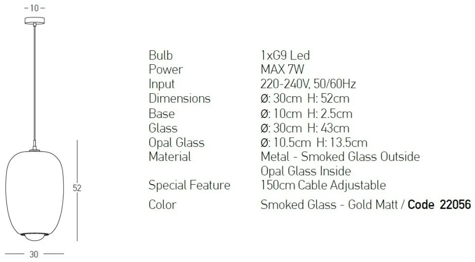 Pendul design modern Finc auriu, transparent