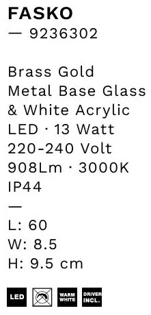 Aplica baie LED, protectie IP44, L-60cm, Auriu, Fasko NVL-9236302