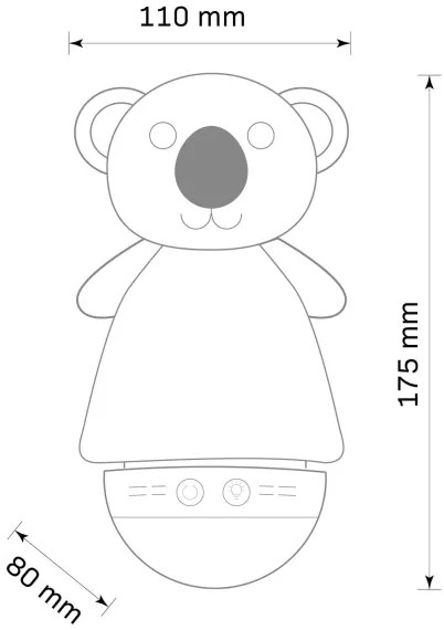 Veioză LED RGB de veghe cu sunete pentru copii 3xAAA/5V koala