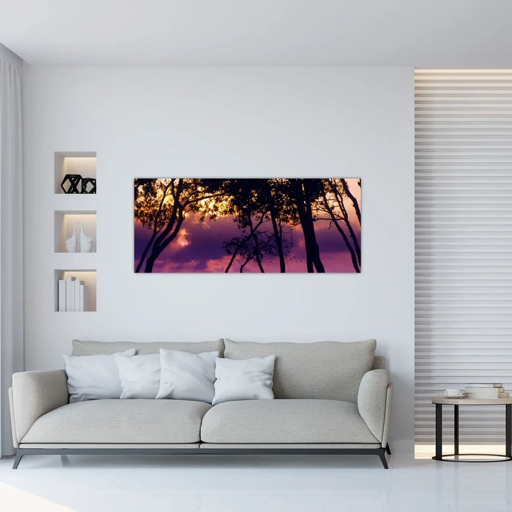 Tablou - Copaci la apus de soare (120x50 cm)