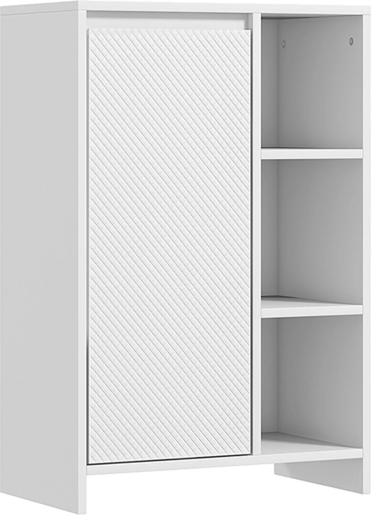 HOMCOM Dulăpior de Baie cu 3 Rafturi Deschise, un Dulăpior cu o Ușă și Raft Interior Reglabil, 53x30x80 cm, Alb | Aosom Romania